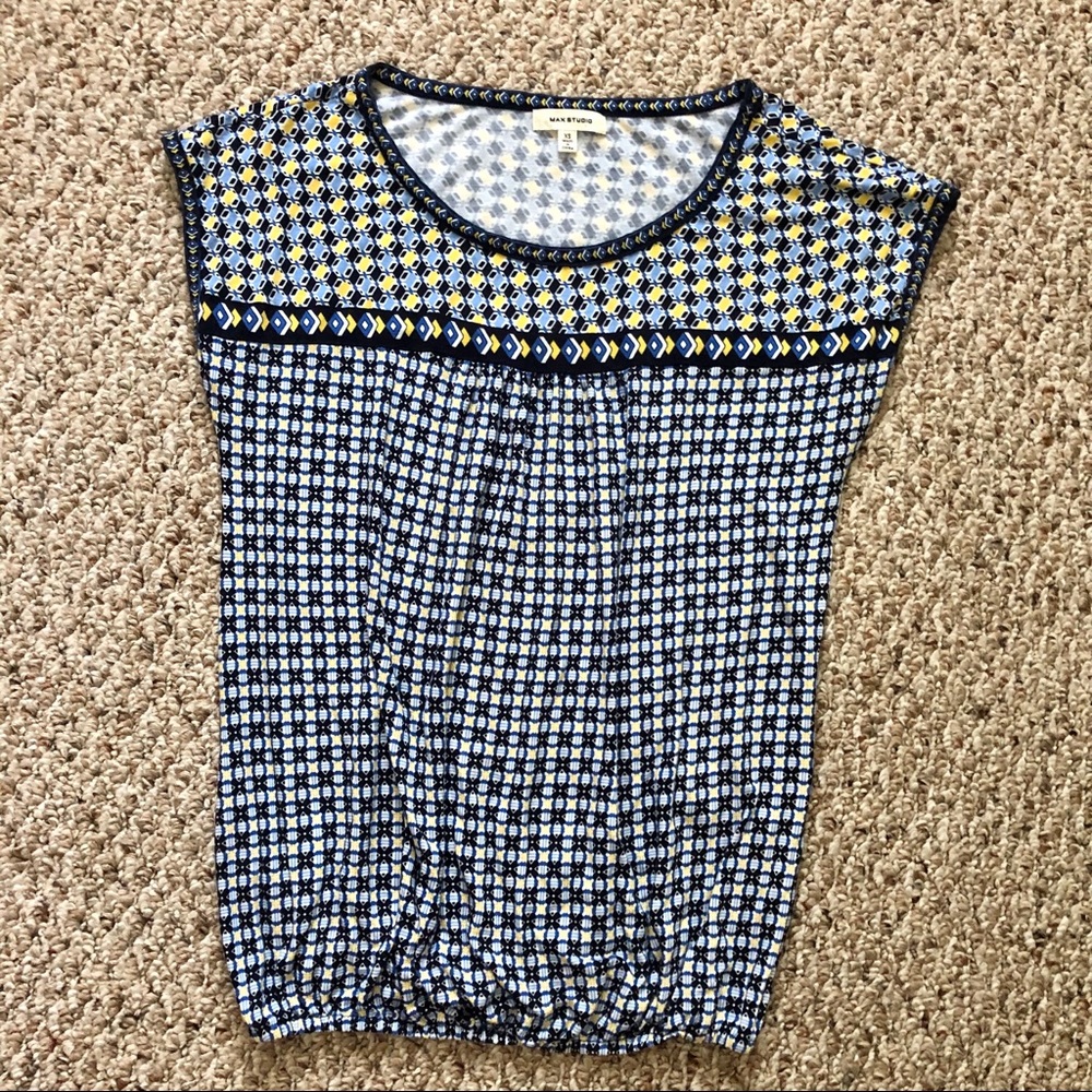 Max Studio Printed Short Sleeve Top